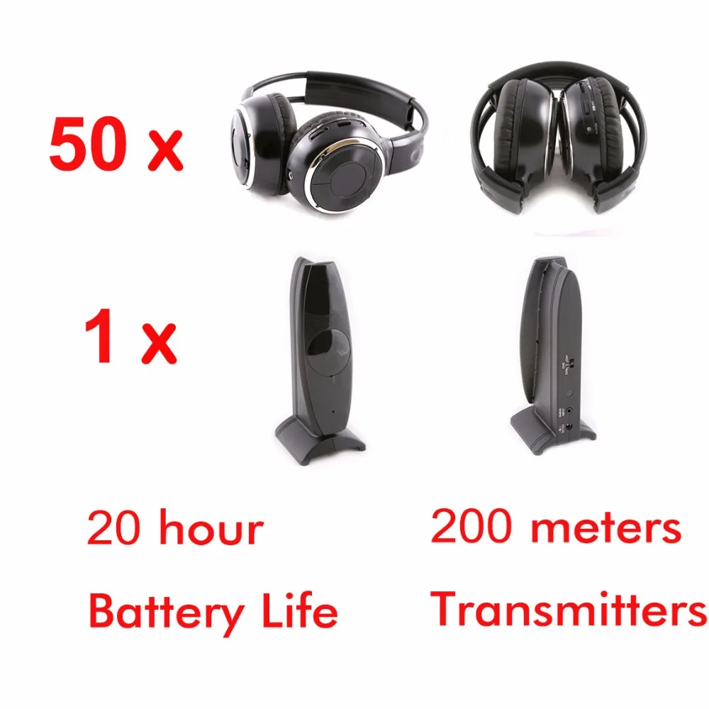 

Silent Disco Headphones Bundle with 1 Transmitter 200m Distance - RF Wireless For iPod MP3 DJ Music (50pcs Package)