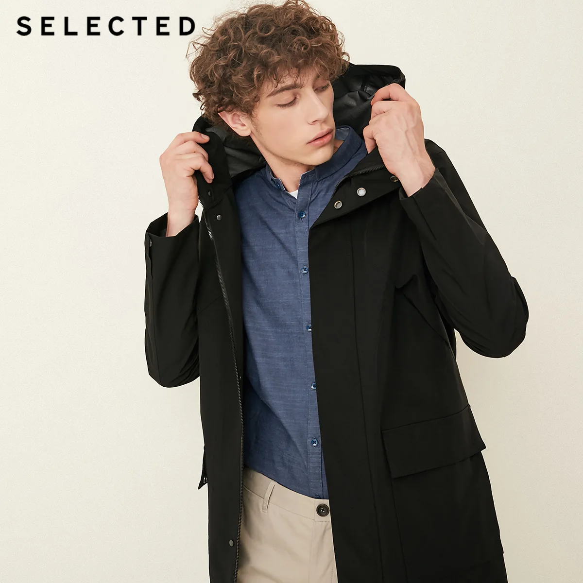 SELECTED blackrock's new male hooded fly opening Outwear S | 4183OM509 Мужская одежда