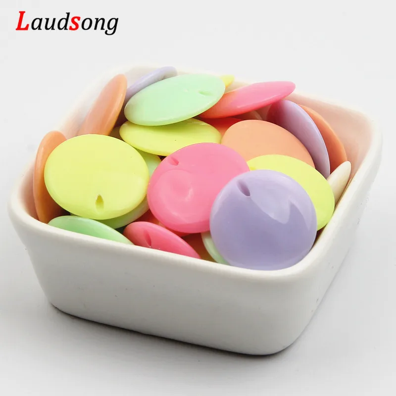

DIY 30/20pcs 20-30mm Mixed Color Charms Plastic Acrylic Round Flat Beads Fit Jewelry Making Handmade Beaded