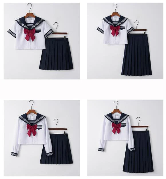 Japanese Orthodox Girls JK Uniform Skirt Sailor Dress Long Sleeve Student Suit Kansai Pleated Skirt Academic set JKN2106