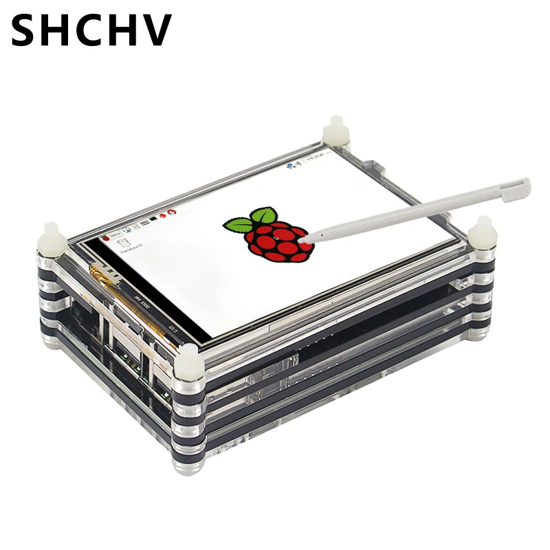 Последнее Raspberry Pi 3 Модель B + 3,5 дюймов TFT сенсорный экран ЖК-дисплей Дисплей с 9 слой акрилового чехол для raspberry Pi 3 B плюс