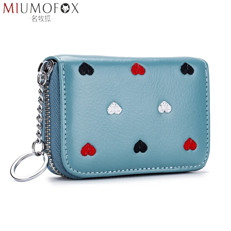 

High Quality Credit Cards Wallet Cowhide Genuine Leather Coin Purse Women RFID Blocking Bank Card Case Cute Purse Card Cover New