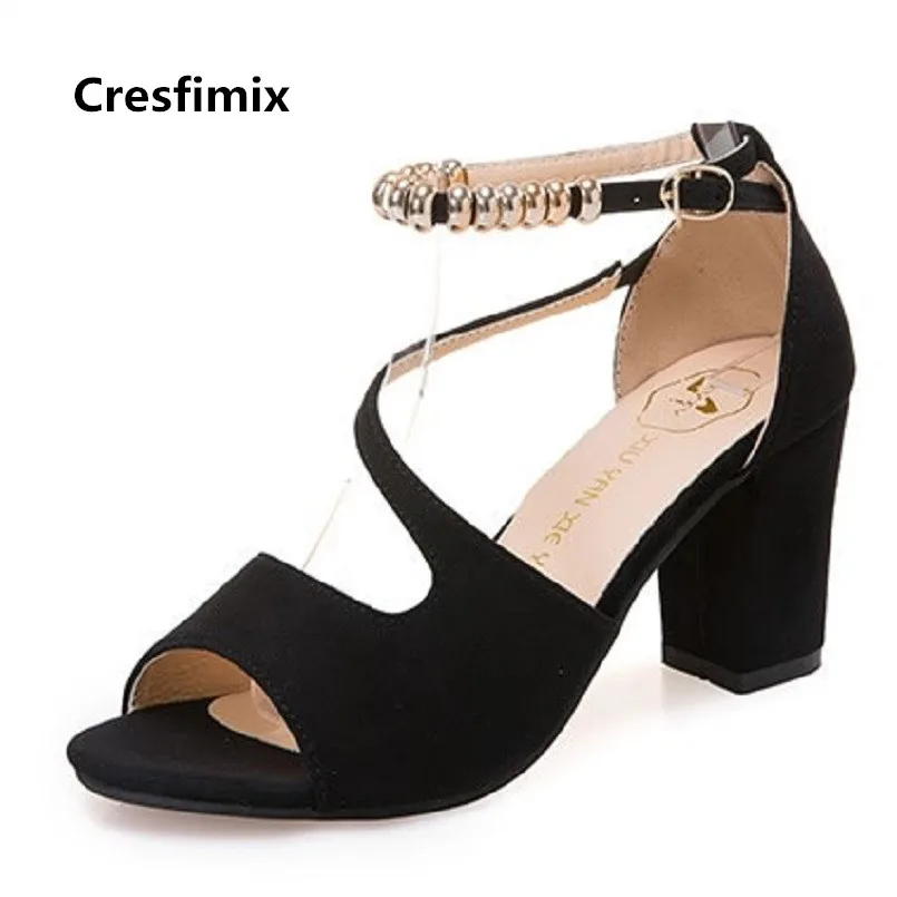 Cresfimix Femmes Hauts Talons Women Fashion Comfortable Spring Black High Heel Pumps Lady Summer Peep Toe High Heel Shoes B3601