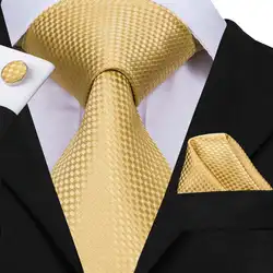 Здравствуйте-Tie горячие продажи галстуки для мужчин новый модный стиль золотой жаккард Тканые Галстуки карманные Квадратные запонки