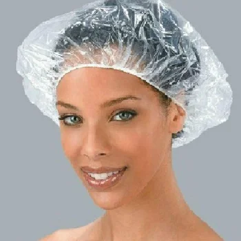 

100 pcs/lot Bath Hats For Women Waterproof Disposable Shower Cap Hotel Home Elastic Caps Hair Hats Diameter 21cm YM14