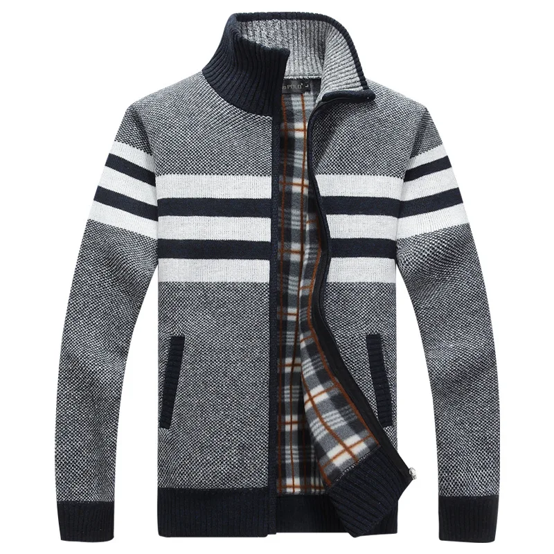 Новинка, зимний мужской свитер, брендовый модный свитер с воротником-стойкой, свбодная флисовая повседневная толстовка на молнии, мужской утепленный свитер, пальто AF1386