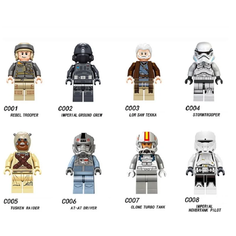 

Building Blocks Starwars Tusken Raider Figure Clone Turbo Tank AT-AT Driver Lor San Tekka Model Set Brick Toys C001-008