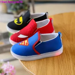 HaoChengJiaDe Дети Паук Shoes With Light Детские Холст Кроссовки СВЕТОДИОДНЫЕ Кроссовки Дети Shoes For Boys Girls Chaussure Enfant 047