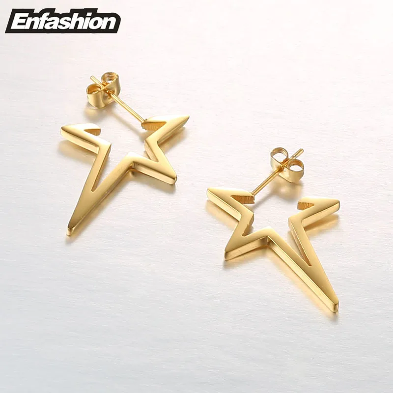 Enfashion Star серьги панковские гвоздики цвета розового золота из нержавеющей стали