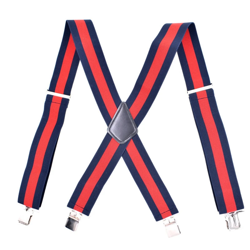 

2019 New 5 Cm Four Clip Red And Black Striped Adult Straps Men's 4 Clip Stripe Outdoor Work Strap High Quality Garter