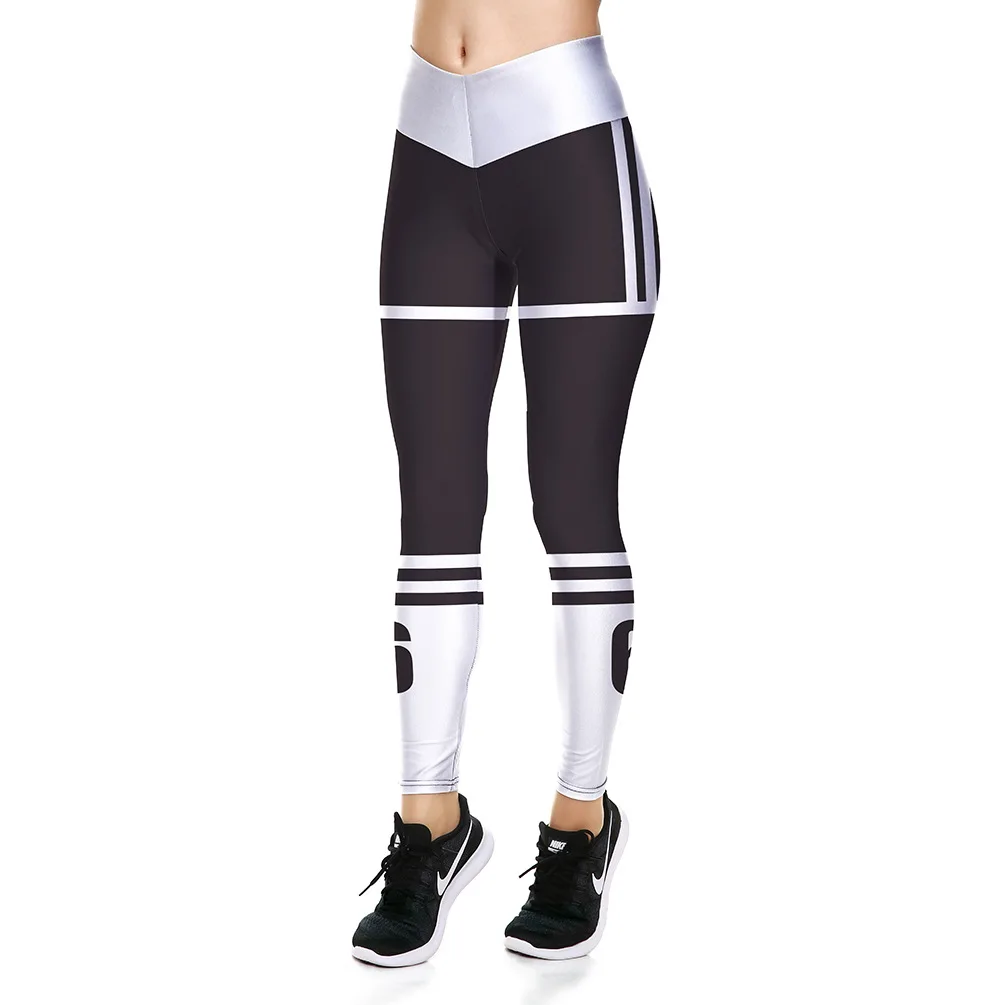 black and white striped workout leggings
