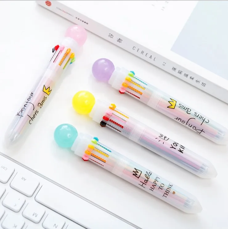 

JAINWU 6 Color Cute ballpoint pen Creative Multifunctional Pen girl cute pen Bullet Journal pens kawaii