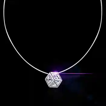 

Hot Sell Three Different Shape Necklace Crystal Cubic Zircon Jewelry New Arrival 925 Sterling Silver For Women Girls Gift