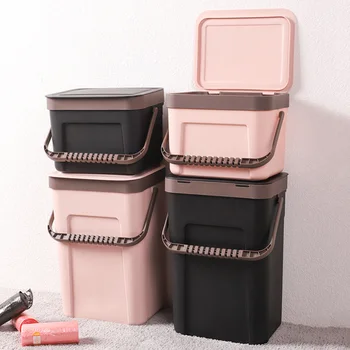 

Non-Slip Hand Garbage Bin Hand-Held Lid Storage Bin Hanging Cupboard Storage Bag Kitchen Wall Mounted Waste Bin Nice Organizer