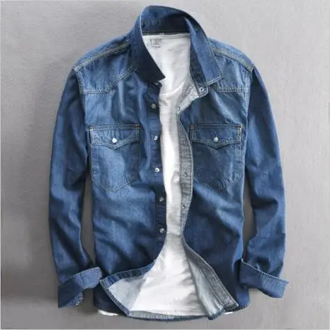 Moda vintage maniche lunghe danim degli uomini camicia David Beckham stesso  stile camicia denim casuale degli uomini 2018 nuovi arrivi lavaggio camicia|casual  denim shirt|denim shirt mendenim shirt men fashion - AliExpress