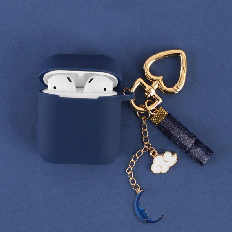 

For AirPods protective Case Silicone Soft shell for wireless Bluetooth headset set female Cover anti-fall key ring