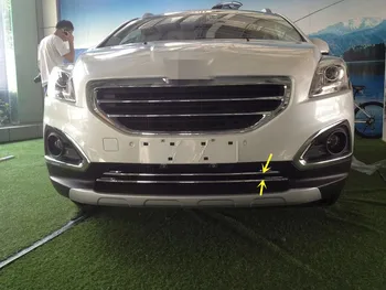 

For Peugeot 3008 2013 2014 2015 2016 bright Chrome front bottom grille grill strip cover trim 2pcs