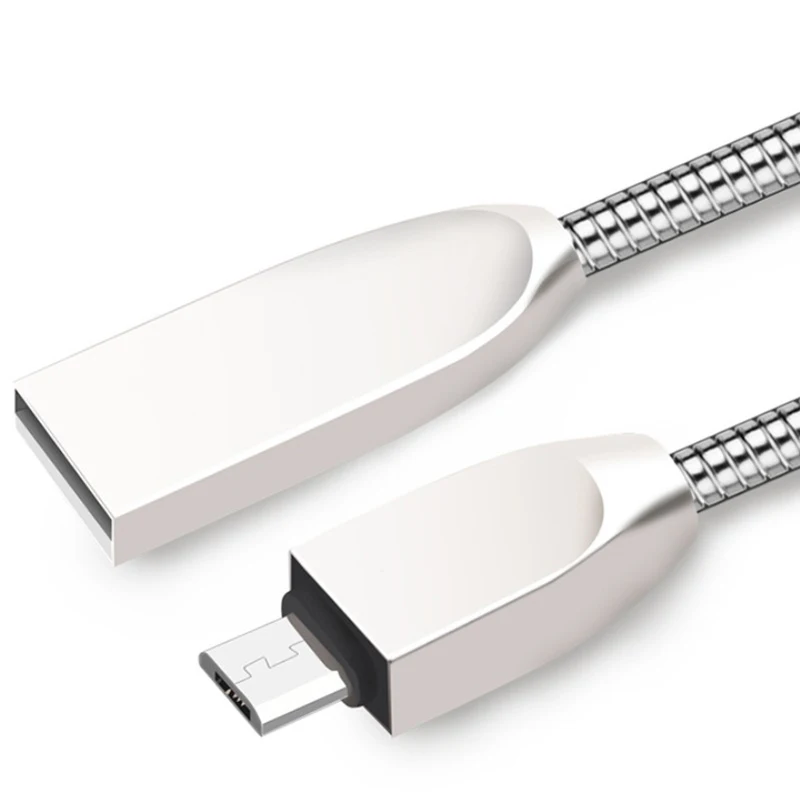 

USB Extension Cable USB Female To Micro Male 2.4A Fast Charger Data Line Zinc Alloy Spring Mobile Phone Charge Cord