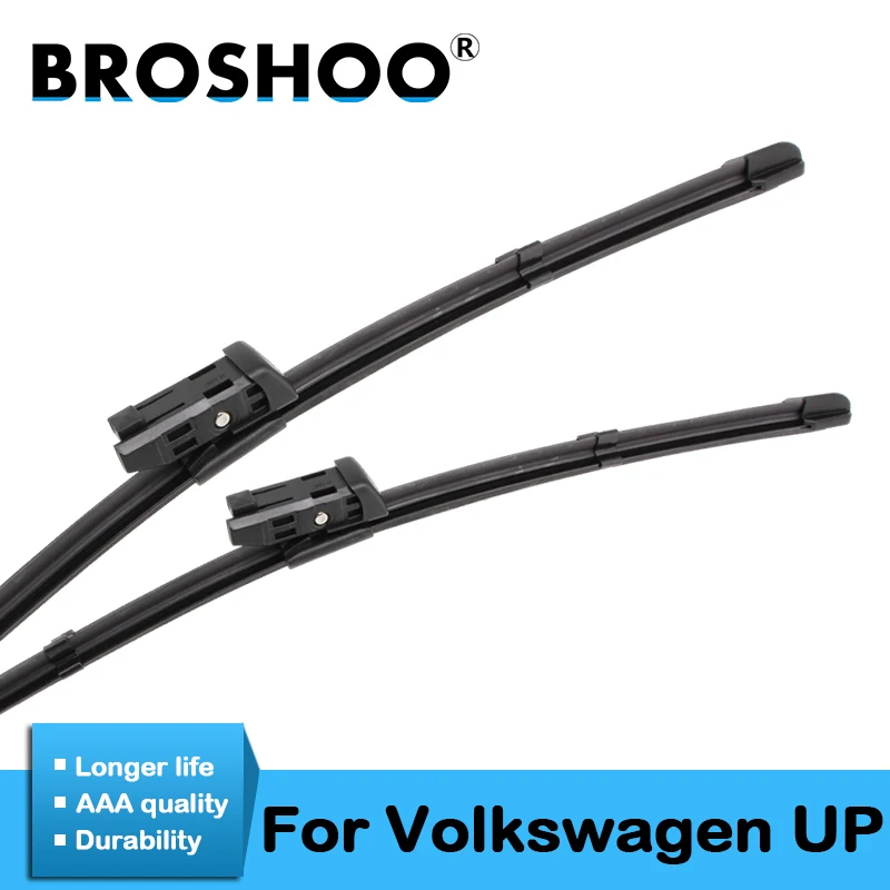 

BROSHOO Car Windscreen Wiper Blades Natural Rubber For Volkswagen UP 2011 2012 2013 2014 2015 2016 Fit Push Button Arm