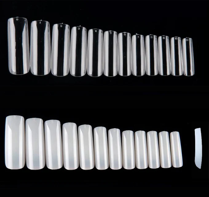 

504Pcs Long Square Nail Tips Overlap Nail Full Cover ( Clear / Natural )