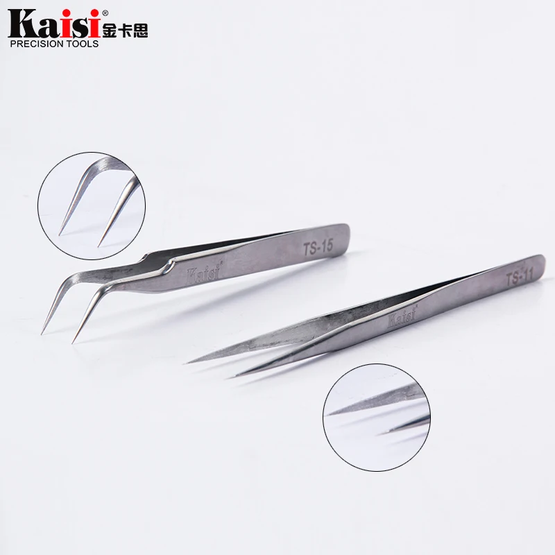 

Kaisi 1pcs Imported Quality New Stainless Steel Industrial Anti-static False Eyelash Tweezers watchmaker Repair Tools