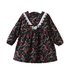 YB70903040 осеннее модное платье для маленьких девочек кружевное платье с длинными рукавами для девочек платье принцессы Одежда для маленьких девочек вечерние платья для детей