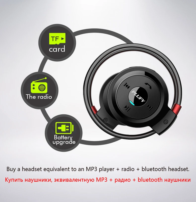 Беспроводные наушники с Bluetooth, спортивные наушники с защитой от пота, наушники с Bluetooth Inalambrico Ecouteur, радио, MP3