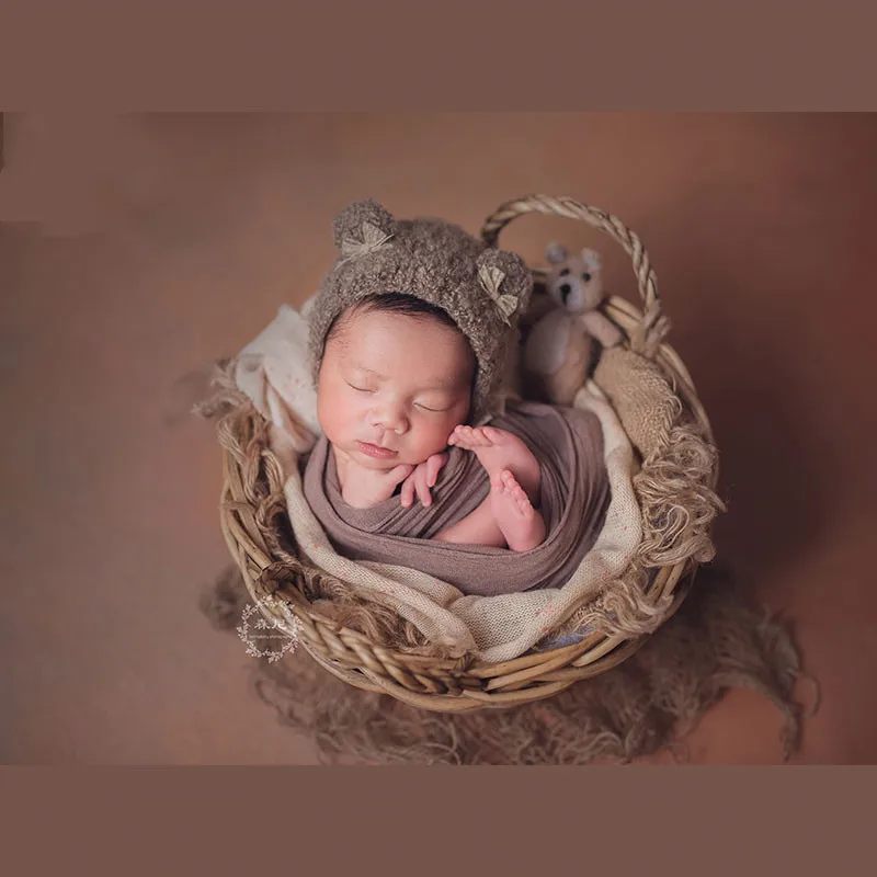 New Handmade Wicker Basket Newborn Photography PropsMini Posing Basket Shopping Cart Children's Room Decoration Shooting Props coconut newborn photography props secret paradise headband theme headdress baby children baby photo studio hair decoration