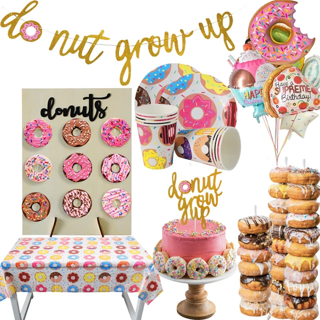 Cyuan Donut Grow Up Theme Party Supplies Birthday Donut Theme Baby