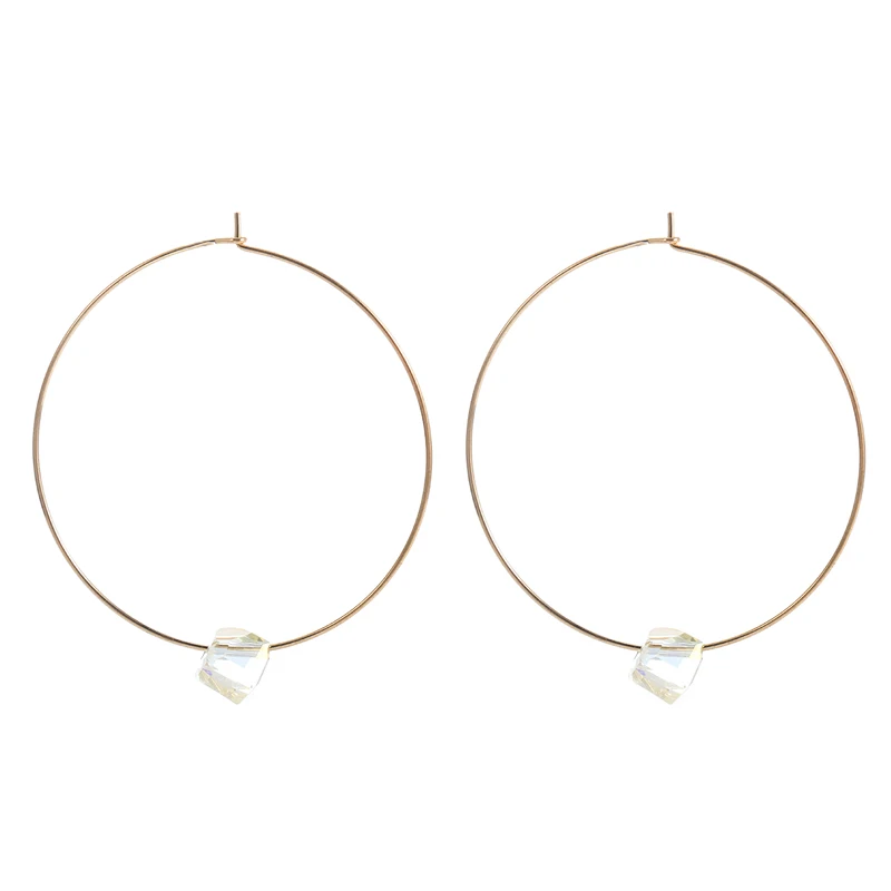 Новые круглые креольские серьги для женщин, модные серебряные золотые серьги-кольца с кристаллами, простые ювелирные изделия, подарки