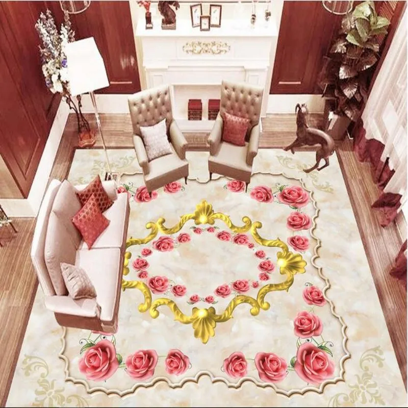 Большой фотообои на заказ 3D ТВ фон для спальни с розами и мраморным лицом Супер