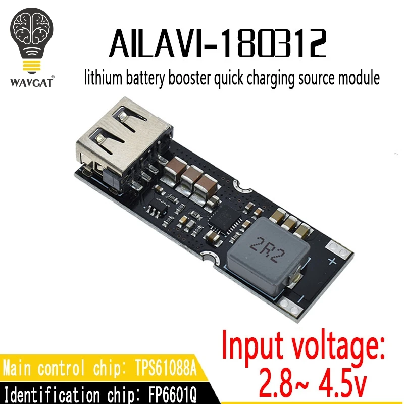 

Single Cell Lithium Battery Boost Power Module Board 3.7V 4.2V Liter 5V 9V 12V USB Mobile Phone Fast Charge QC2.0 QC3.0 TPS61088