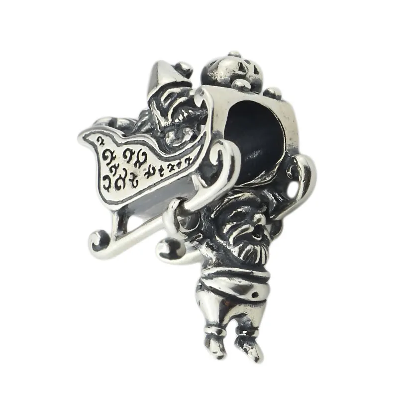 Beadshunter 925 Sterling Silver Christmas Sleigh Charm Bead Fit European Bracelet Jewelry