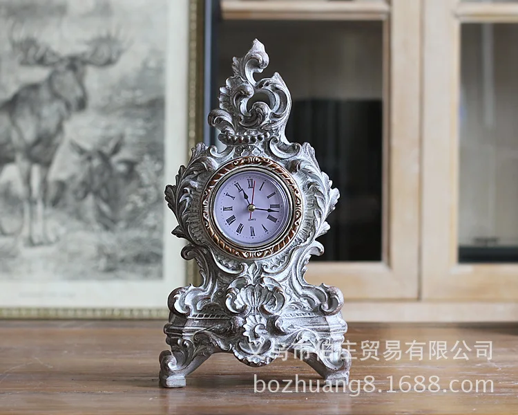 TUDA Free Shipping15X26cm Exquisited Elegant Table Clock European Classical Style Table Clock Light Grey Table Clock Home Decor TUDA Free Shipping15X26cm Exquisited Elegant Table Clock European Classical Style Table Clock Light Grey Table Clock Home Decor