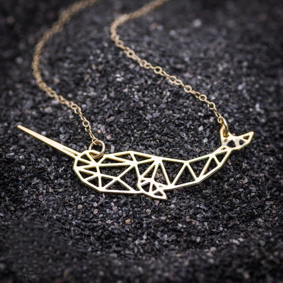 

Personality Women Copper Jewelry Narwhal Charm Origami Whale Necklace Drop Shipping Accepted YP6399