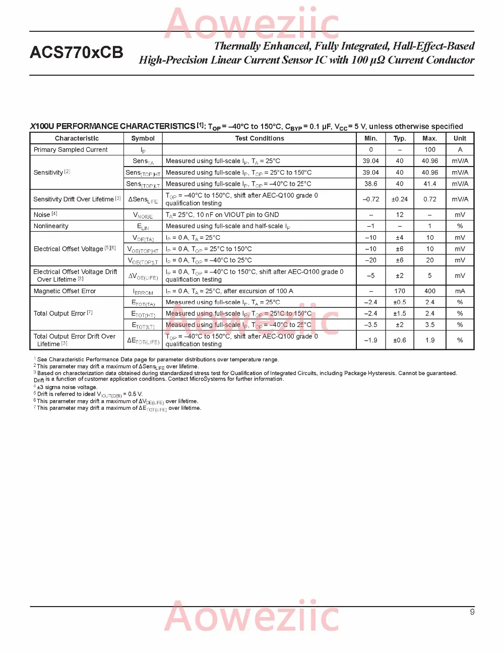 Aoweziic 1 шт. двунаправленный линейный ток Сенсор ACS770LCB-050B-PFF-T ACS770LCB-050B ACS770 40mV/1A