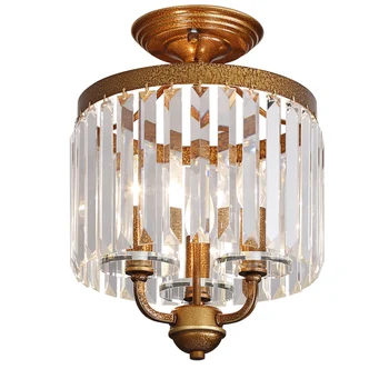 

American style e14 crystanl ceiling lamps restaurant bedroom hallway stairs crystal retro iron lamps ceiling light ZA920140