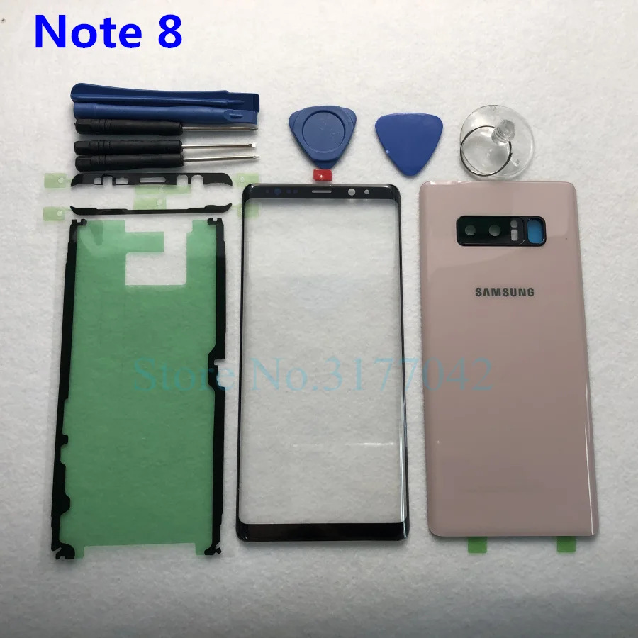 Для samsung Galaxy Note 8 N950 N950F Note 9 N960 N960F Передняя Сенсорная панель внешняя линза+ задняя крышка аккумулятора Задняя стеклянная крышка корпуса