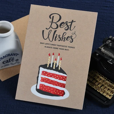 Винтажные открытки на день рождения, визитные карточки из крафт-бумаги с днем рождения, поздравительные открытки, подарочные открытки, вечерние открытки - Цвет: WISH 1724 II 05