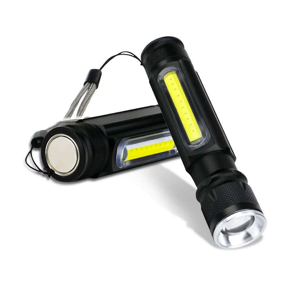 

XML-T6+COB Portable USB Rechargeable Flashlight Magnetic Mini Tactical Led Flashlight 18650 Waterproof Small Torch Light Outdoor