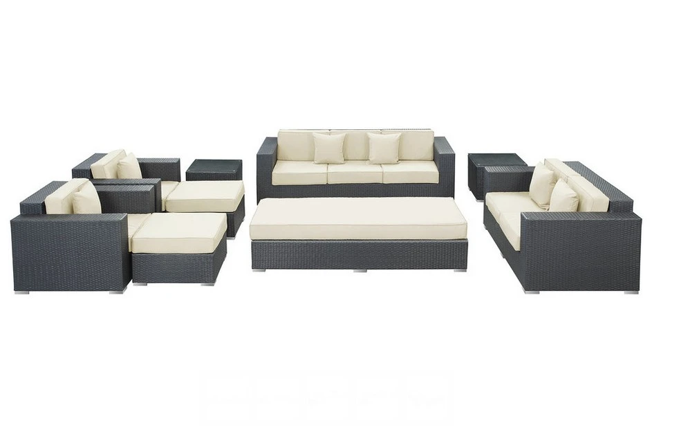 Outdoor Rattan Furniture Patio 9 Pieces Sofa Set White Cushions Outdoor Rattan Furniture Rattan Furniturerattan Outdoor Furniture Aliexpress