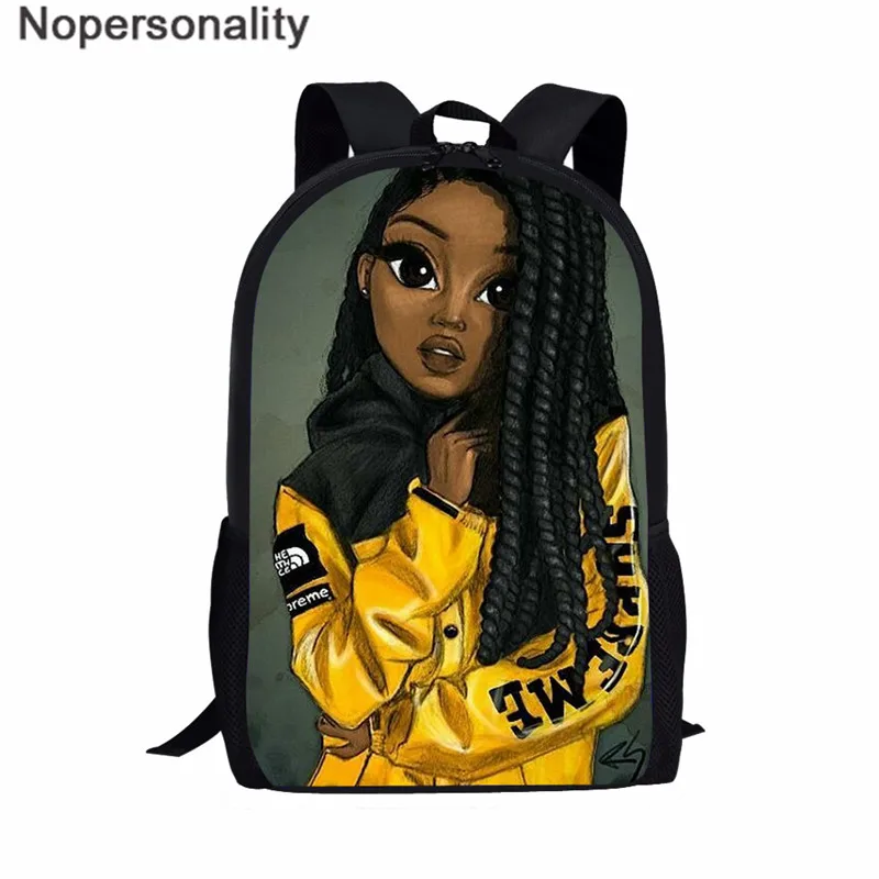 Nopersonality Black Art Afro Girl Print African Backpack for School Teenage Girls Book Bags Toddler Schoolbag Mochila Escolar - Цвет: Z5110C