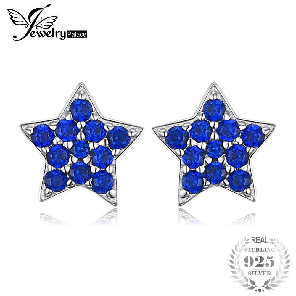 

JewelryPalace Dainty Star 0.2ct Created Blue Spinel Stud Earrings Genuine 925 Sterling Silver Fine Jewelry Women Trendy Earrings