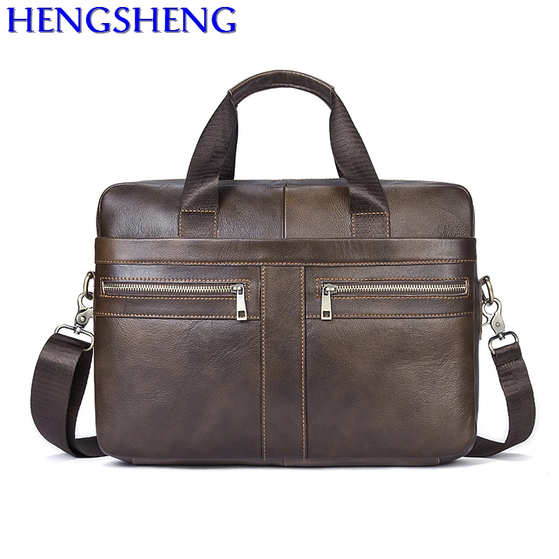 

Free Shipping business genuine leather men messengers bag with top quality cow genuine leather men briefcase of brown men bags