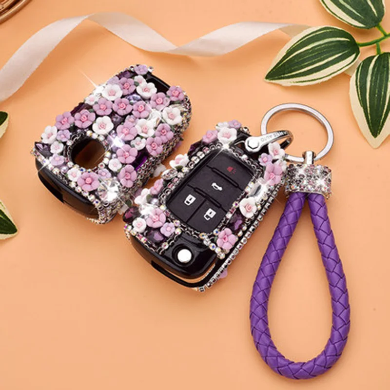 

Car Key Case Diamond Decoration Key Cover for Chevrolet Cruze Aveo Trax Opel Astra Corsa Meriva Zafira Antara J Mokka Insignia