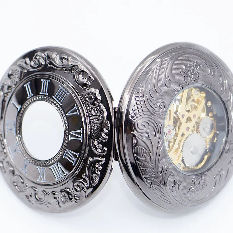 Винтажный циферблат с римскими цифрами, кулон, Механические карманные часы, ожерелье, цепочка, брелок, часы для мужчин, подарок reloj de bolsillo