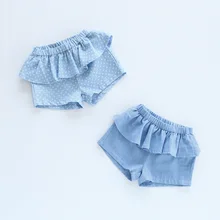 Летние хлопковые шорты для девочек; коллекция года; Детские однотонные новые мягкие джинсовые юбки в Корейском стиле; брюки