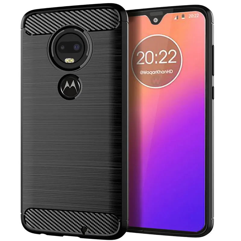 

For Motorola Moto G7 Plus Case Silicone Rugged Armor Carbon Fiber Soft Brushed TPU Back Cover For Motorola Moto G7 Power G7 Play