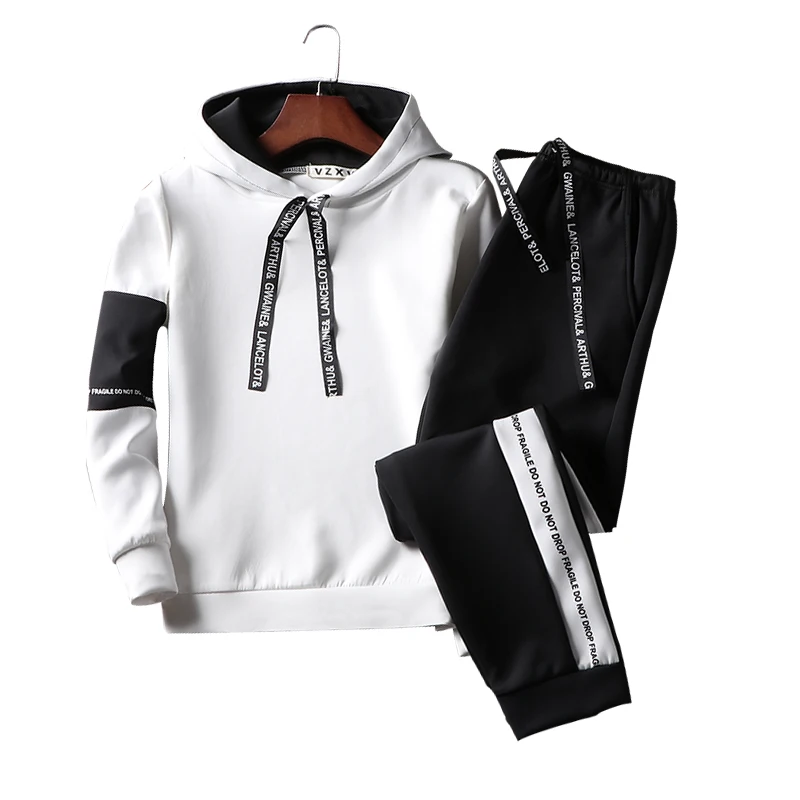 

2019 Casual Tracksuit Men Sweatshirts Slim Men Set Pants Suits Solid Long Sleeved Male Clothing Hoodie+Pants Men Sportswear