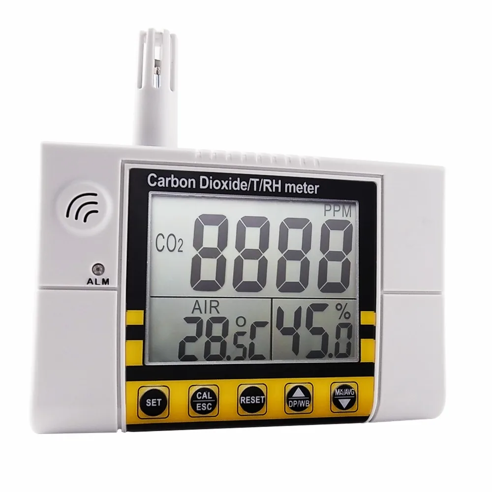 

Carbon Dioxide/ Temperature/ Humidity Air Quality Monitor Meter Plug-In Wall 0~2000ppm Range CO2 Detector with Alarm